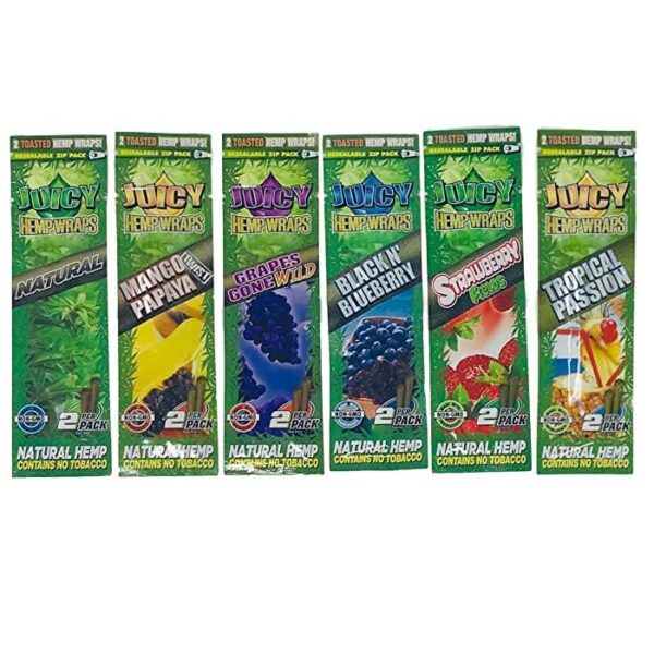Juicy Jays Hemp Wraps - Variety Pack Bundle of Mixed Flavors (6 Packs of 2, for 12 Total Wraps) 