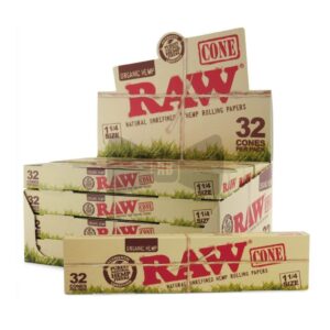 RAW Pre-Rolled Cone 1¼ Organic Hemp – 32/Pack