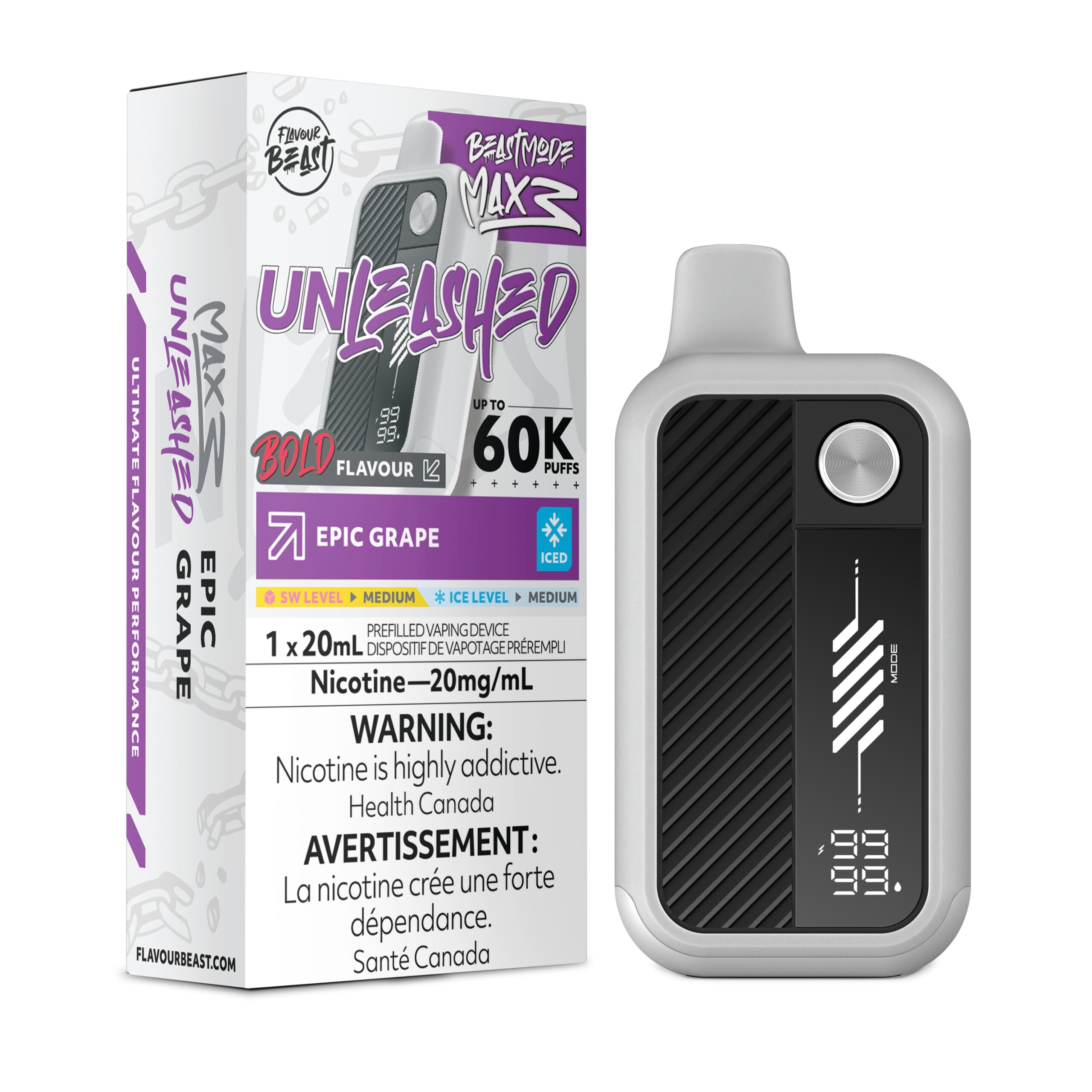 EPIC GRAPE Iced Flavour Beast Beast Mode Max 3 60K Disposable - Haze Smoke Shop - Canada's #1 Smoke and Vape Shop